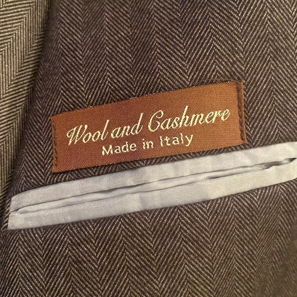 NWT Sartoria Italiana wool cashmere herringbone grey sport coat jacket 44R - Picture 10 of 14